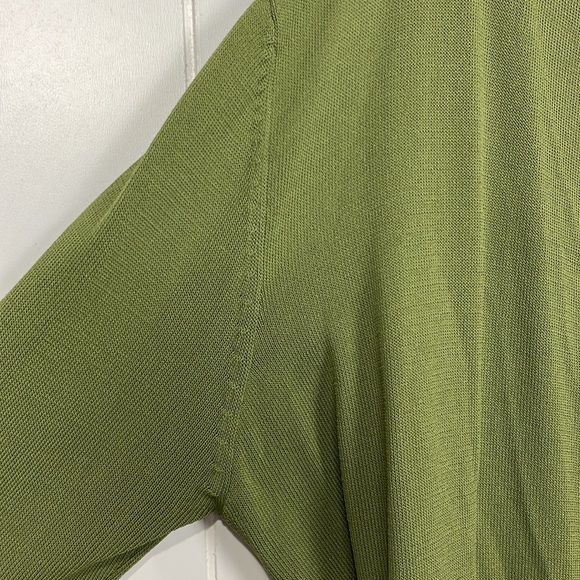 Joseph A. Womens Faux Wrap Sweater L Green Lightweight Side Ruching Classy Chic - Picture 4 of 12